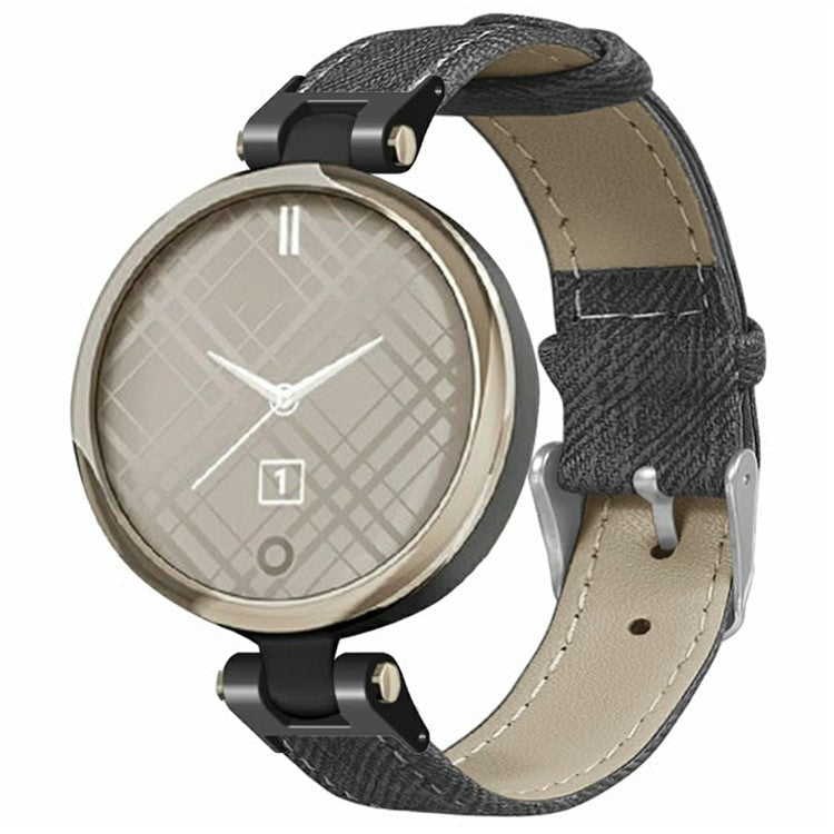 For Garmin Lily Watch Band Denim Texture PU Leather Adjustable Strap - Grey