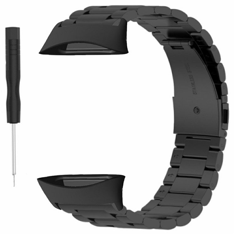 For Polar Vantage Watch Band Three Bead Solid Stainless Steel Replacement Strap - Black