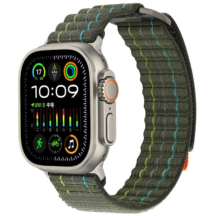 For Apple Watch Series 10 46mm / Ultra 2 / Ultra 49mm / 9 8 7 45mm / SE (2023) SE (2022) SE Nylon Loop Watch Strap - Green