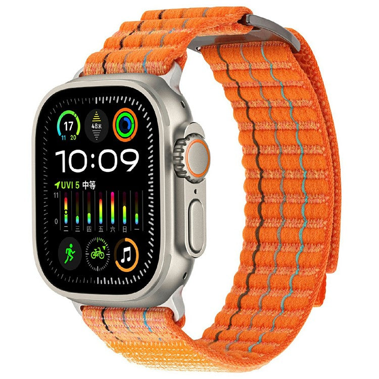 For Apple Watch Series 10 42mm / 9 8 7 41mm / SE (2023) SE (2022) SE 6 5 4 40mm / 3 2 1 38mm Nylon Loop Watch Strap - Orange