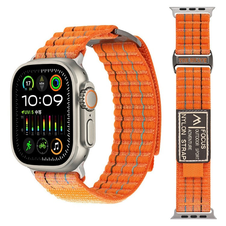 For Apple Watch Series 10 42mm / 9 8 7 41mm / SE (2023) SE (2022) SE 6 5 4 40mm / 3 2 1 38mm Nylon Loop Watch Strap - Orange