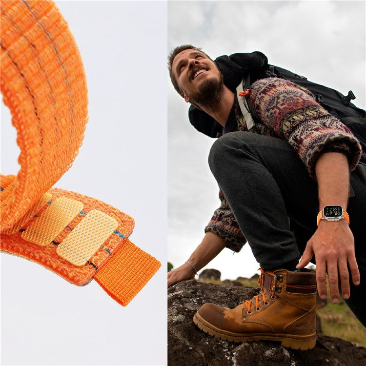 For Apple Watch Series 10 42mm / 9 8 7 41mm / SE (2023) SE (2022) SE 6 5 4 40mm / 3 2 1 38mm Nylon Loop Watch Strap - Orange