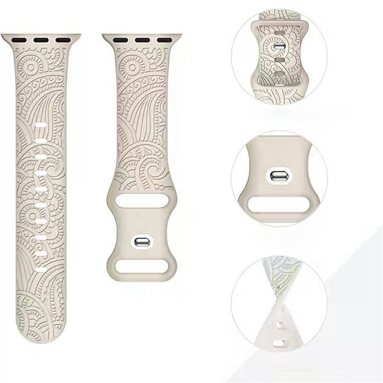 Silicone Strap for Apple Watch Series 10 46mm / Ultra 2 Ultra 49mm / Series 9 8 7 45mm / SE (2023) SE (2022) SE 6 5 4 44mm / 3 2 1 42mm - Light Pink