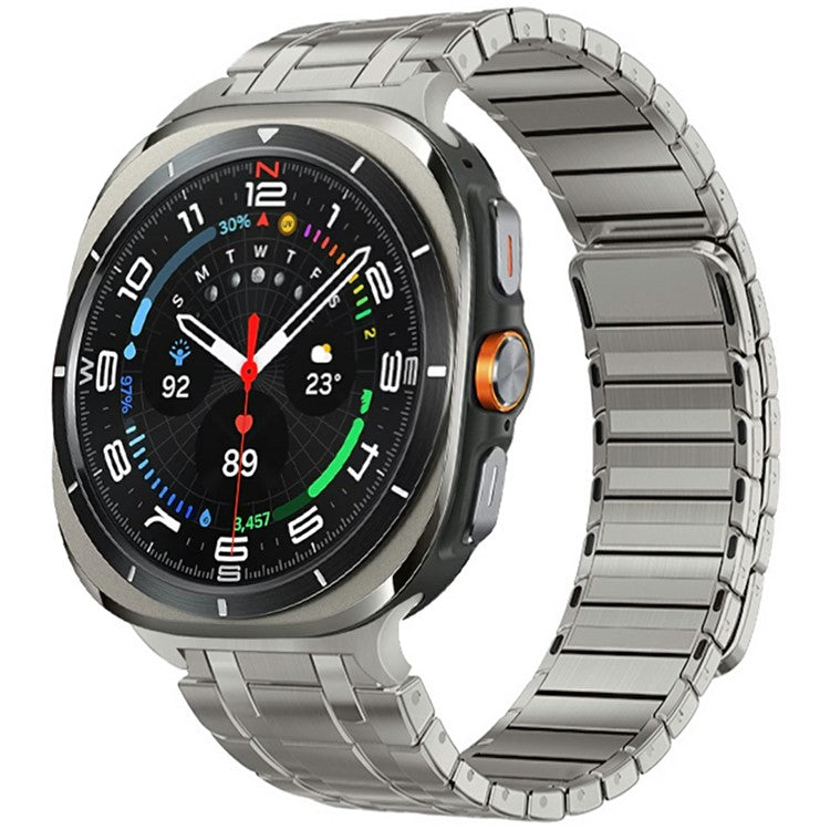 For Samsung Galaxy Watch Ultra 47mm Watch Band Magnetic Stainless Steel Replacement Strap - Titanium