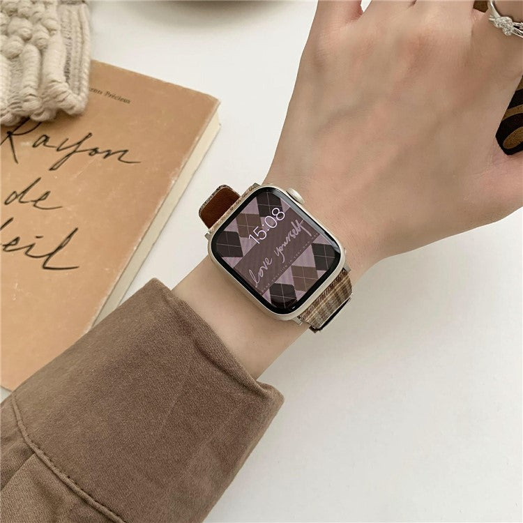 Plaid Woolen Strap for Apple Watch Series 10 46mm / Ultra 2 Ultra 49mm / Series 9 8 7 45mm / SE (2023) SE (2022) SE 6 5 4 44mm / 3 2 1 42mm - Style 2