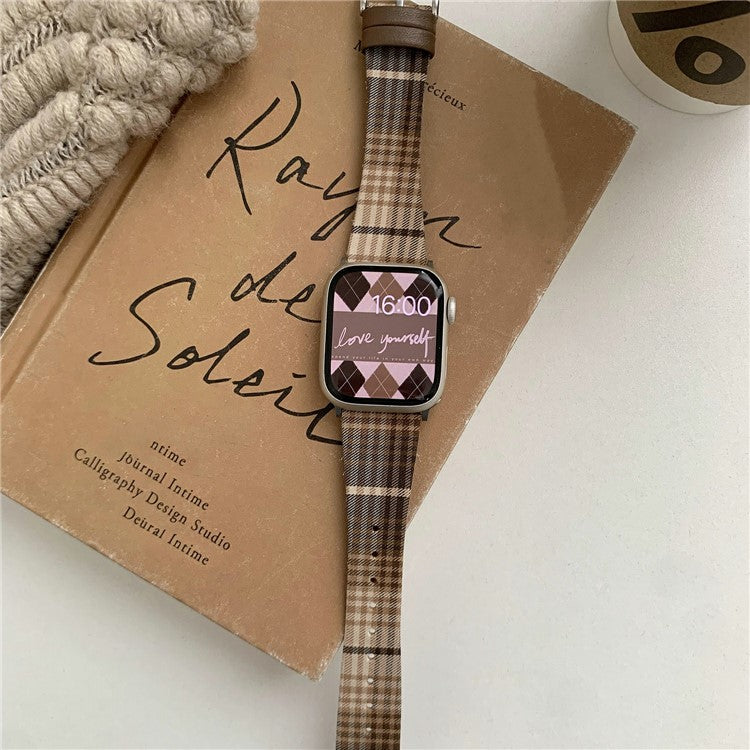 Plaid Woolen Strap for Apple Watch Series 10 46mm / Ultra 2 Ultra 49mm / Series 9 8 7 45mm / SE (2023) SE (2022) SE 6 5 4 44mm / 3 2 1 42mm - Style 2