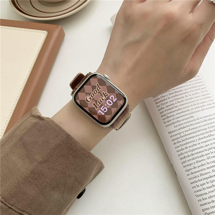 Plaid Woolen Strap for Apple Watch Series 10 42mm / 9 8 7 41mm / SE (2023) SE (2022) SE 6 5 4 40mm / 3 2 1 38mm - Style 6