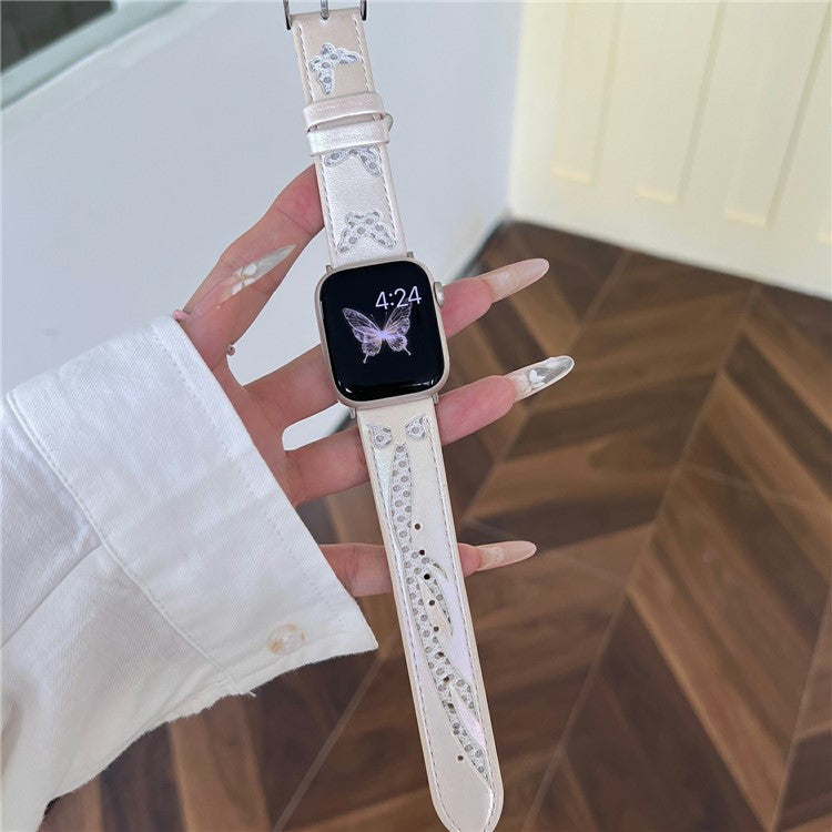 Mesh + Leather Strap for Apple Watch Series 10 46mm / Ultra 2 Ultra 49mm / Series 9 8 7 45mm / SE (2023) SE (2022) SE 6 5 4 44mm / 3 2 1 42mm - White