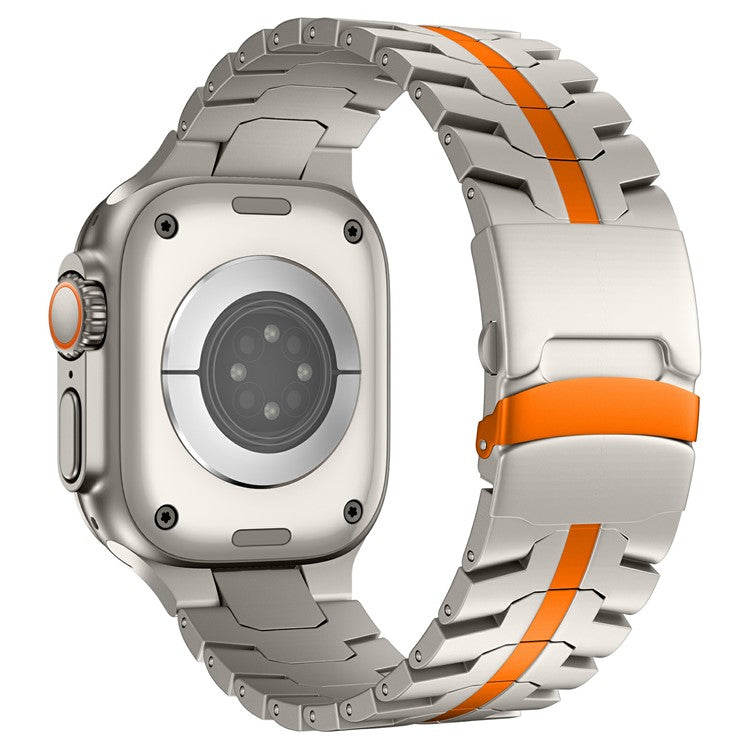 Metal Watch Strap for Apple Watch Series 10 46mm / Ultra 2 Ultra 49mm / Series 9 8 7 45mm / SE (2023) SE (2022) SE 6 5 4 44mm / 3 2 1 42mm - Titanium+Orange