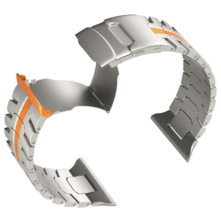 Metal Watch Strap for Apple Watch Series 10 46mm / Ultra 2 Ultra 49mm / Series 9 8 7 45mm / SE (2023) SE (2022) SE 6 5 4 44mm / 3 2 1 42mm - Titanium+Orange