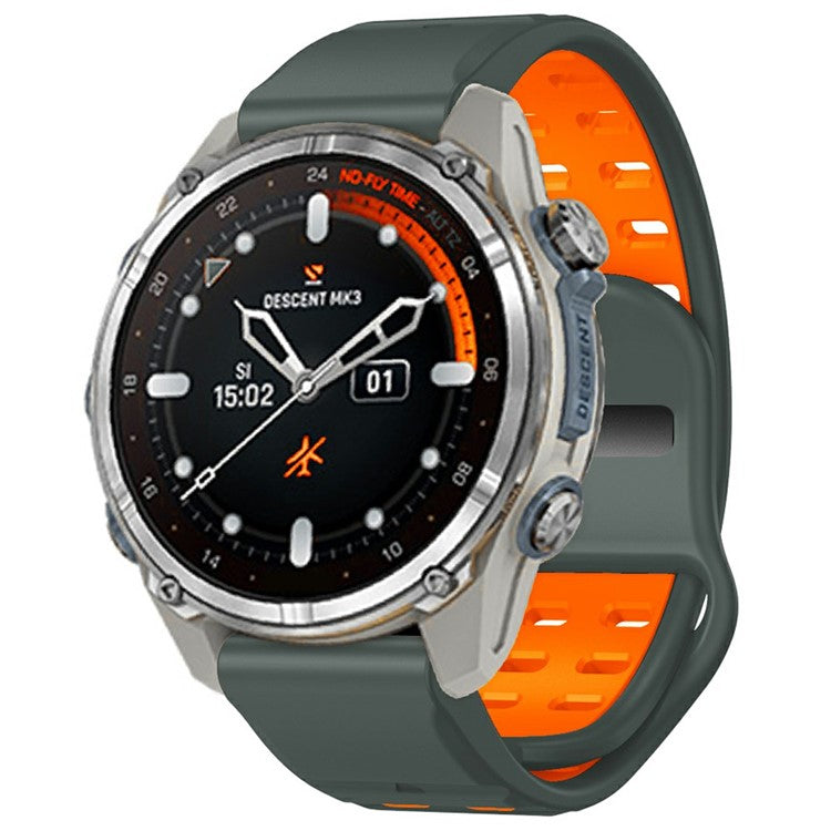 For Garmin Fenix 8 51mm / Enduro 3 / Enduro 2 Silicone Watchband Quick Release Buckle Dual Color Watch Strap - Charcoal Grey+Orange