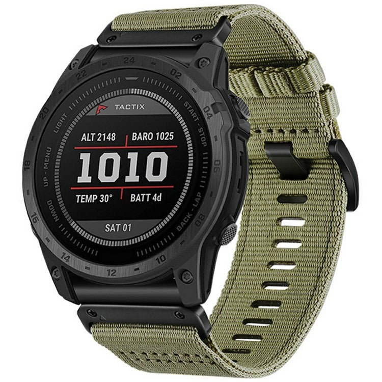 Watchband for Garmin Fenix 8 / Fenix E 47mm / Epix Gen2 / Descent G1 Universal 22mm Quick Release Nylon Canvas Watch Strap - Olive Green