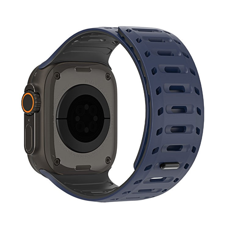 DUX DUCIS For Apple Watch Series 10 46mm / Ultra 2 Ultra 49mm / 9 8 7 45mm / SE (2023) SE (2022) SE 6 5 4 44mm / 3 2 1 42mm Silicone Strap - Blue Black