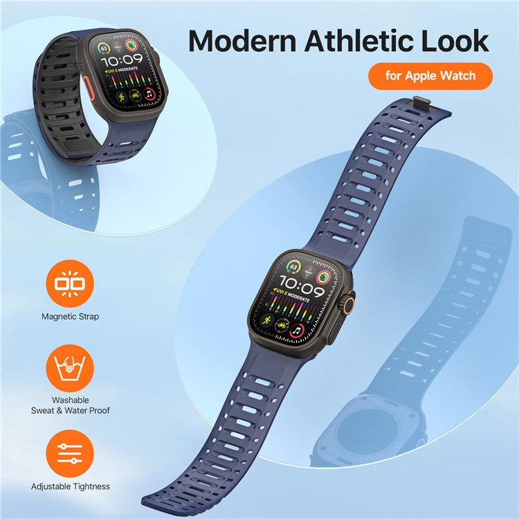 DUX DUCIS For Apple Watch Series 10 46mm / Ultra 2 Ultra 49mm / 9 8 7 45mm / SE (2023) SE (2022) SE 6 5 4 44mm / 3 2 1 42mm Silicone Strap - Blue Black