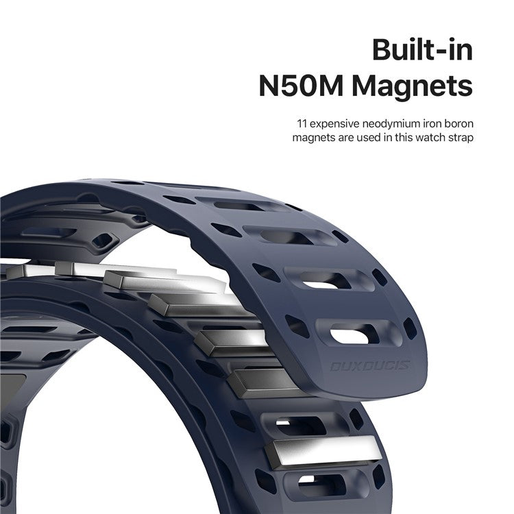 DUX DUCIS For Apple Watch Series 10 46mm / Ultra 2 Ultra 49mm / 9 8 7 45mm / SE (2023) SE (2022) SE 6 5 4 44mm / 3 2 1 42mm Silicone Strap - Blue Black