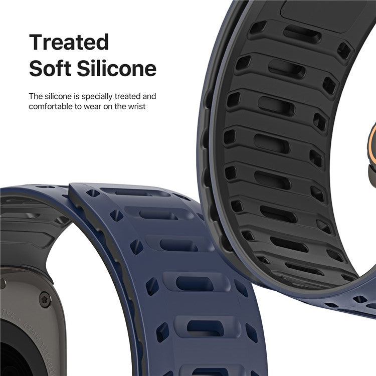DUX DUCIS For Apple Watch Series 10 46mm / Ultra 2 Ultra 49mm / 9 8 7 45mm / SE (2023) SE (2022) SE 6 5 4 44mm / 3 2 1 42mm Silicone Strap - Blue Black
