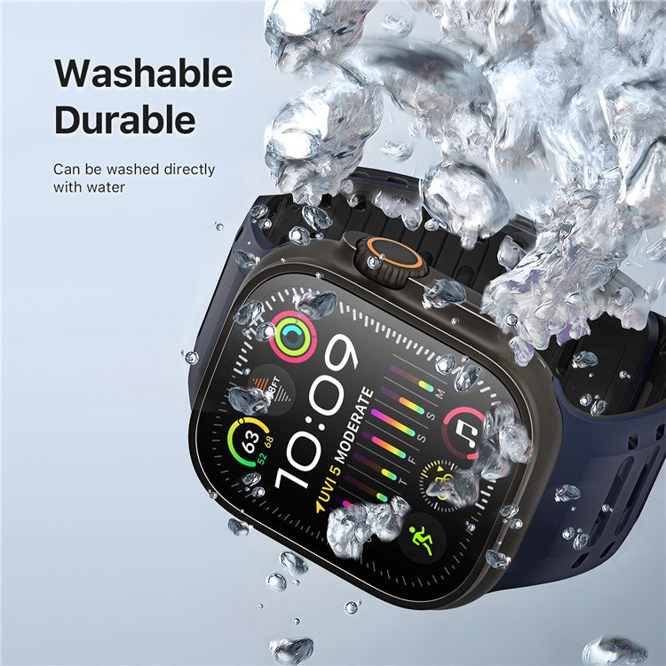 DUX DUCIS For Apple Watch Series 10 46mm / Ultra 2 Ultra 49mm / 9 8 7 45mm / SE (2023) SE (2022) SE 6 5 4 44mm / 3 2 1 42mm Silicone Strap - Blue Black