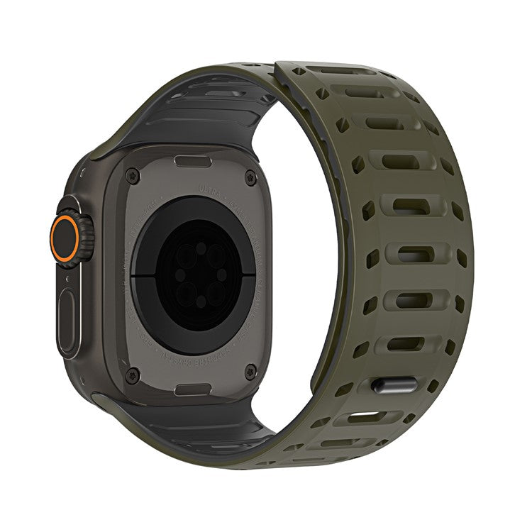 DUX DUCIS For Apple Watch Series 10 46mm / Ultra 2 Ultra 49mm / 9 8 7 45mm / SE (2023) SE (2022) SE 6 5 4 44mm / 3 2 1 42mm Silicone Strap - Green Black