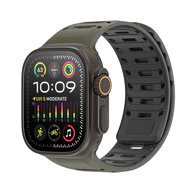 DUX DUCIS For Apple Watch Series 10 46mm / Ultra 2 Ultra 49mm / 9 8 7 45mm / SE (2023) SE (2022) SE 6 5 4 44mm / 3 2 1 42mm Silicone Strap - Green Black