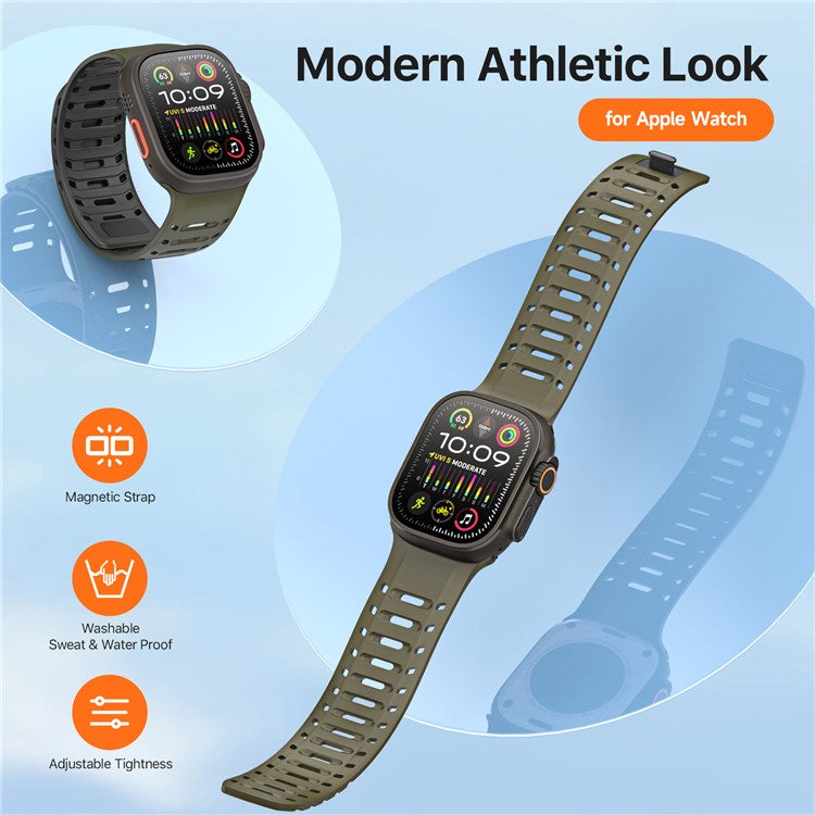 DUX DUCIS For Apple Watch Series 10 46mm / Ultra 2 Ultra 49mm / 9 8 7 45mm / SE (2023) SE (2022) SE 6 5 4 44mm / 3 2 1 42mm Silicone Strap - Green Black