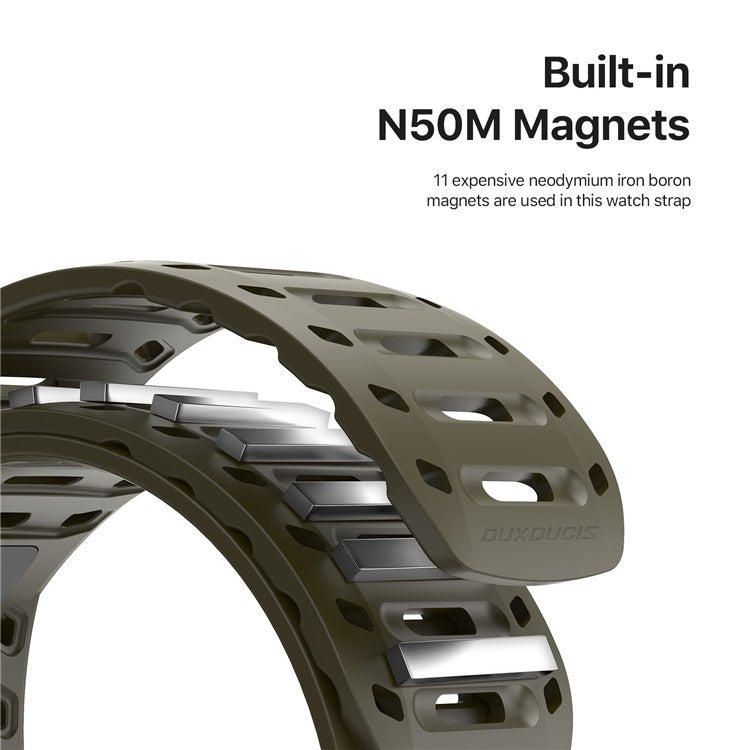 DUX DUCIS For Apple Watch Series 10 46mm / Ultra 2 Ultra 49mm / 9 8 7 45mm / SE (2023) SE (2022) SE 6 5 4 44mm / 3 2 1 42mm Silicone Strap - Green Black