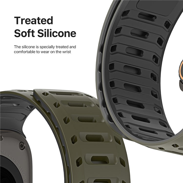 DUX DUCIS For Apple Watch Series 10 46mm / Ultra 2 Ultra 49mm / 9 8 7 45mm / SE (2023) SE (2022) SE 6 5 4 44mm / 3 2 1 42mm Silicone Strap - Green Black