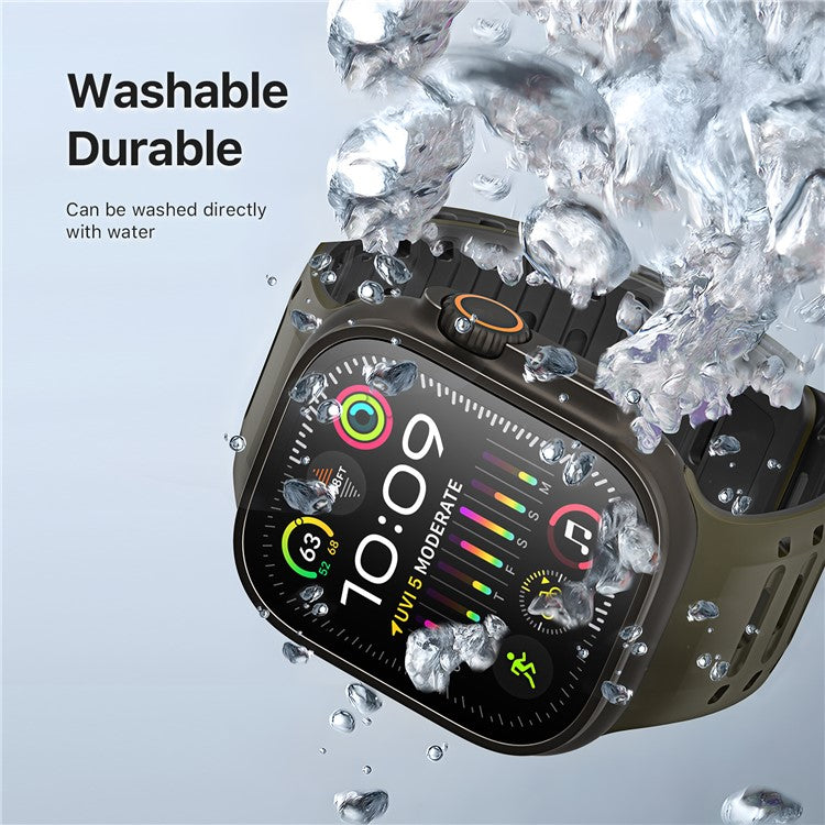 DUX DUCIS For Apple Watch Series 10 46mm / Ultra 2 Ultra 49mm / 9 8 7 45mm / SE (2023) SE (2022) SE 6 5 4 44mm / 3 2 1 42mm Silicone Strap - Green Black