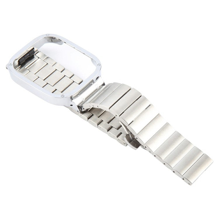 For Xiaomi Redmi Watch 3 Lite Stainless Steel Replacement Strap with Metal Watch Case - Silver