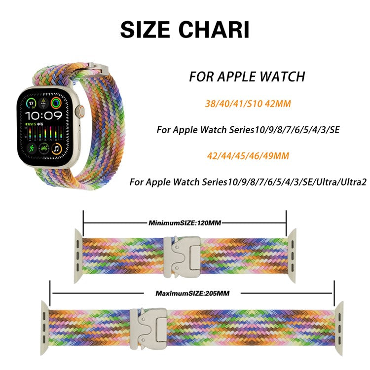 Strap for Apple Watch Series 10 42mm / 9 8 7 41mm / SE (2023) SE (2022) SE 6 5 4 40mm / 3 2 1 38mm Woven Watch Band - Metal Grey