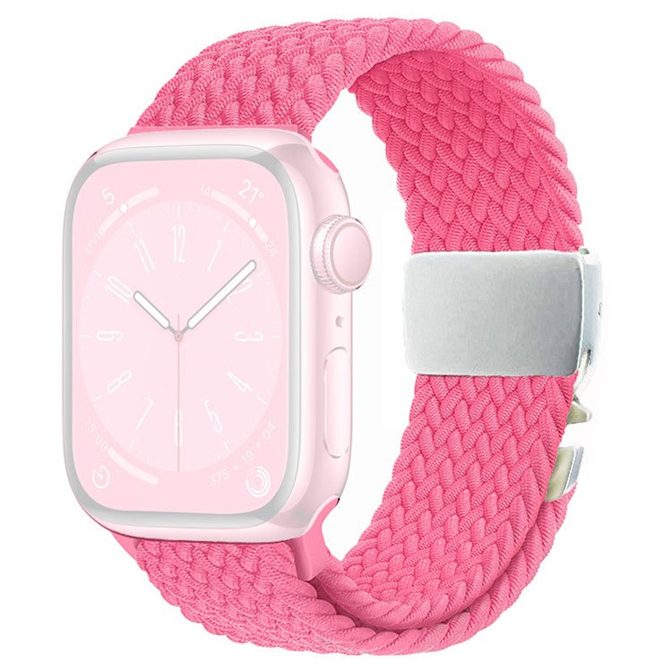 Strap for Apple Watch Series 10 42mm / 9 8 7 41mm / SE (2023) SE (2022) SE 6 5 4 40mm / 3 2 1 38mm Woven Watch Band - Hot Pink
