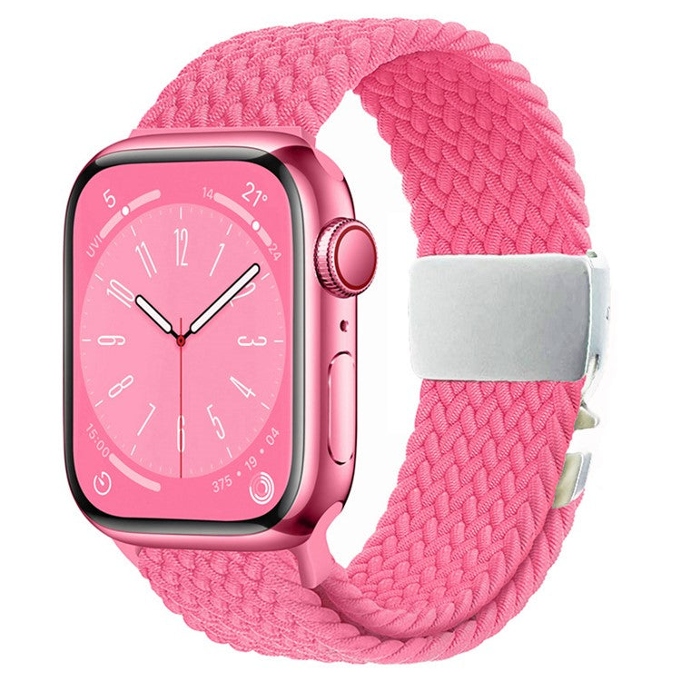 Strap for Apple Watch Series 10 42mm / 9 8 7 41mm / SE (2023) SE (2022) SE 6 5 4 40mm / 3 2 1 38mm Woven Watch Band - Hot Pink