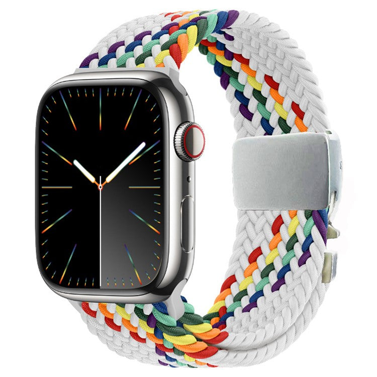 Strap for Apple Watch Series 10 42mm / 9 8 7 41mm / SE (2023) SE (2022) SE 6 5 4 40mm / 3 2 1 38mm Woven Watch Band - White Rainbow