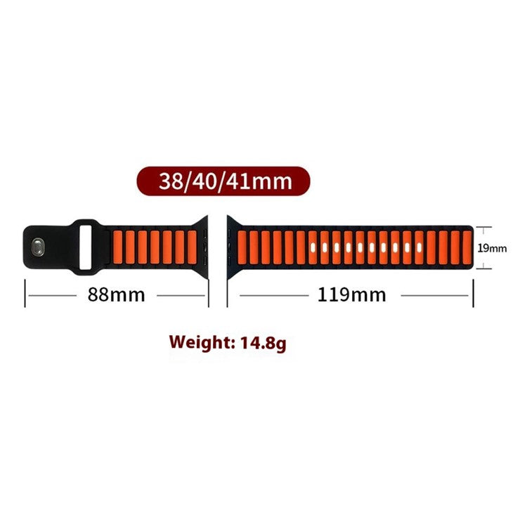 Dual Color Silicone Strap for Apple Watch Series 10 42mm / 9 8 7 41mm / SE (2023) SE (2022) SE 6 5 4 40mm / 3 2 1 38mm - Black+Grey