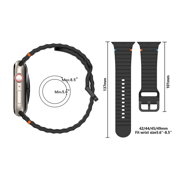 KALEBOL Silicone Strap for Apple Watch Series 10 46mm / Ultra 2 / Ultra 49mm / 9 8 7 45mm / SE (2023) SE (2022) SE 6 5 4 44mm / 3 2 1 42mm Band - White