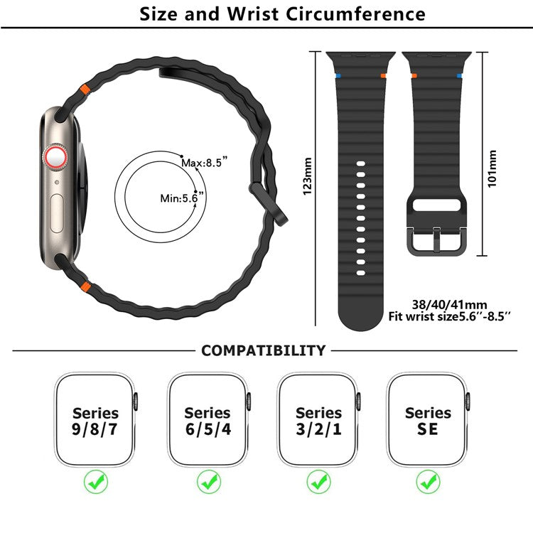 KALEBOL Silicone Strap for Apple Watch Series 10 42mm / 9 8 7 41mm / SE (2023) SE (2022) SE 6 5 4 40mm / 3 2 1 38mm Band - Green