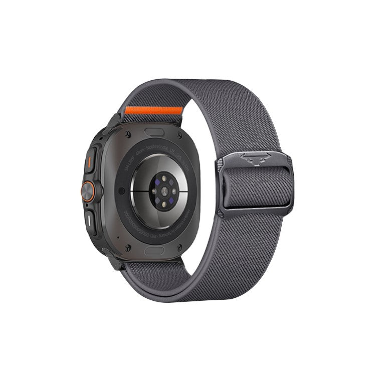 KALEBOL Nylon Strap for Samsung Galaxy Watch Ultra 47mm Elastic Band with Bull Head Buckle - Dark Grey