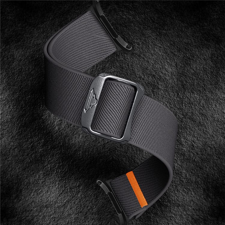 KALEBOL Nylon Strap for Samsung Galaxy Watch Ultra 47mm Elastic Band with Bull Head Buckle - Dark Grey