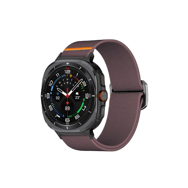 KALEBOL Nylon Strap for Samsung Galaxy Watch Ultra 47mm Elastic Band with Bull Head Buckle - Purple