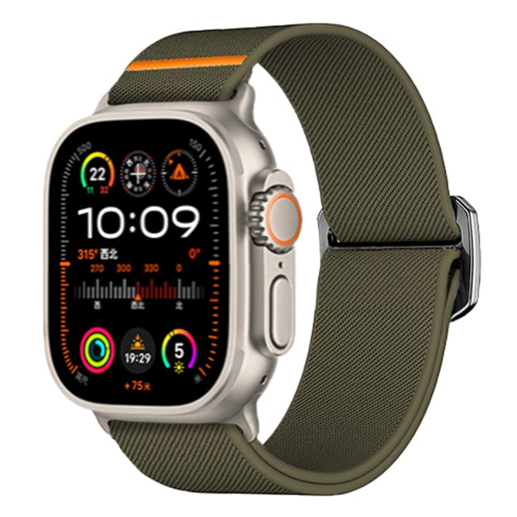 KALEBOL Nylon Strap for Apple Watch Series 10 42mm / 9 8 7 41mm / SE (2023) SE (2022) SE 6 5 4 40mm / 3 2 1 38mm Elastic Band - Army Green