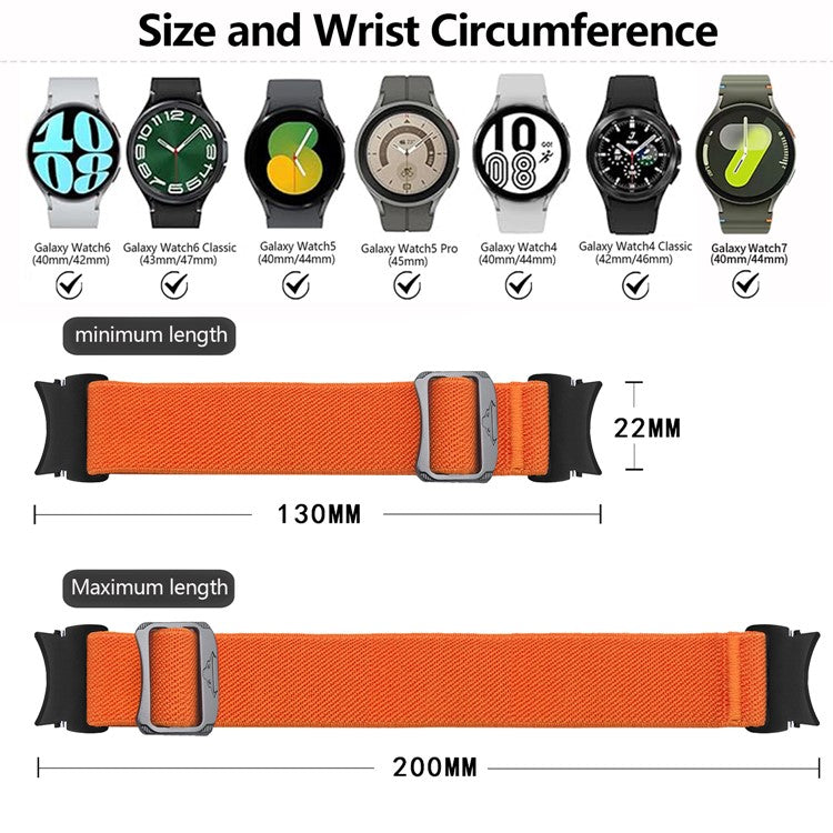 KALEBOL Watch Strap for Samsung Galaxy Watch FE 40mm / Watch7 / Watch6 / Watch 5 / Watch4 Nylon Elastic Band - Black