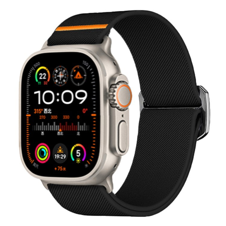 KALEBOL Nylon Watch Strap for Apple Watch Series 10 46mm / Ultra 2 Ultra 49mm / 9 8 7 45mm / SE (2023) SE (2022) SE 6 5 4 44mm / 3 2 1 42mm - Black