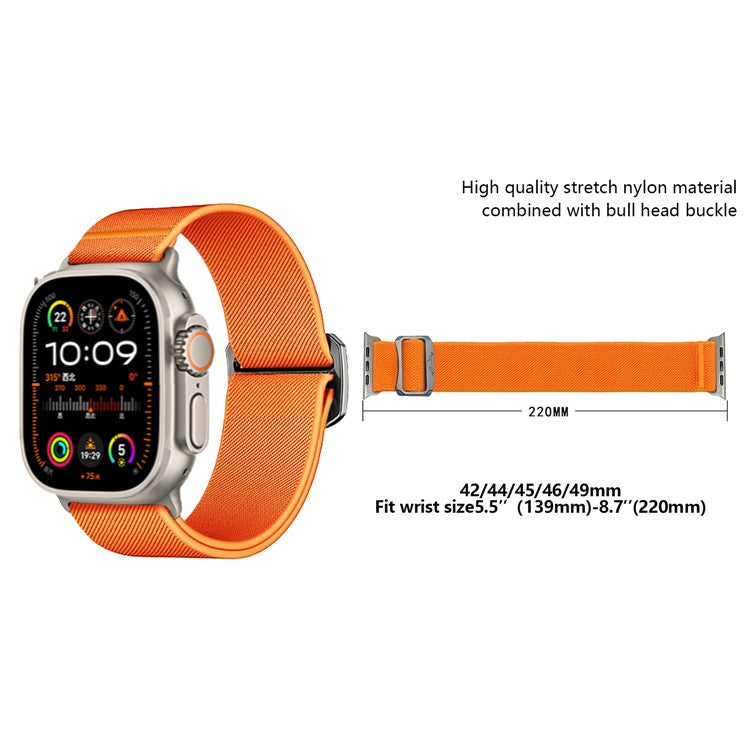 KALEBOL Nylon Watch Strap for Apple Watch Series 10 46mm / Ultra 2 Ultra 49mm / 9 8 7 45mm / SE (2023) SE (2022) SE 6 5 4 44mm / 3 2 1 42mm - Black