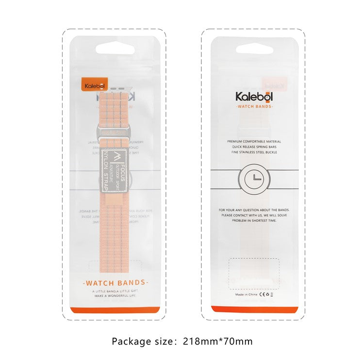 KALEBOL Nylon Sport Band for Apple Watch Series 10 42mm / 9 8 7 41mm / SE (2023) SE (2022) SE 6 5 4 40mm / 3 2 1 38mm - Black