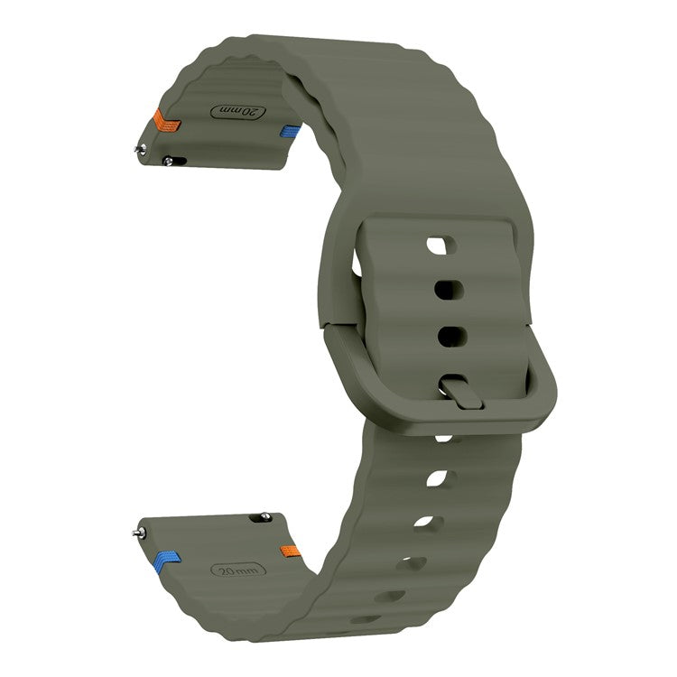 KALEBOL Silicone Band for Huawei Watch GT 3 42mm / GT 3 Pro 43mm , 20mm Wave Design Watch Strap - Army Green