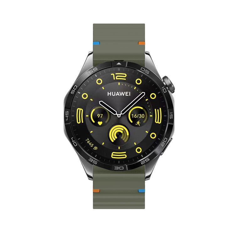KALEBOL Silicone Band for Huawei Watch 4 / 4 Pro / GT 4 46mm , 22mm Wave Design Watch Strap - Army Green