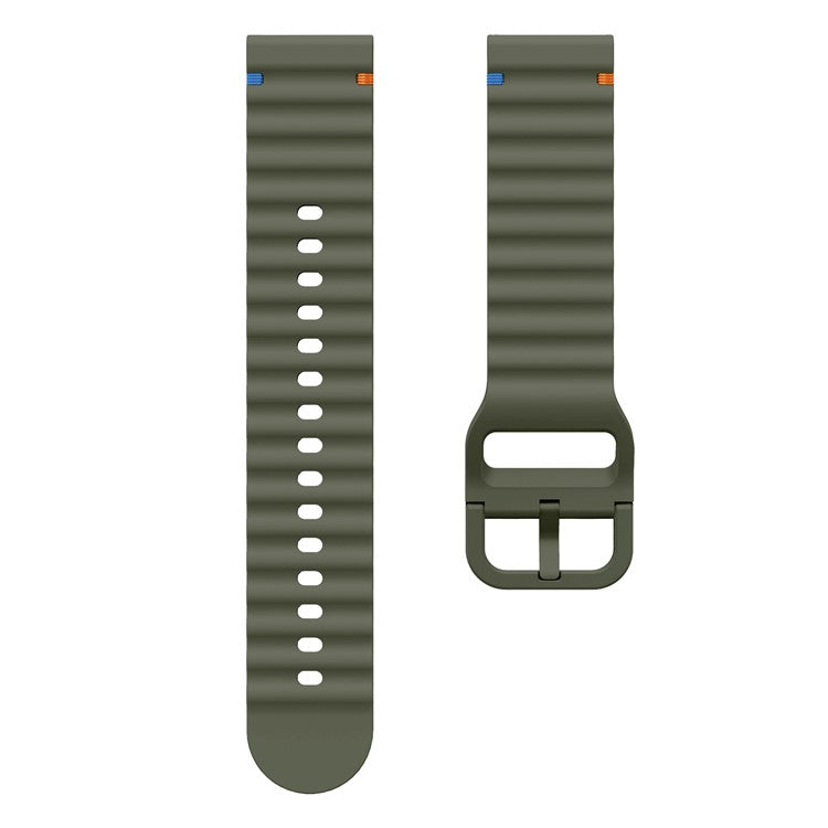 KALEBOL Silicone Band for Huawei Watch 4 / 4 Pro / GT 4 46mm , 22mm Wave Design Watch Strap - Army Green