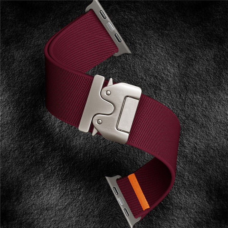 Strap for Apple Watch Series 10 46mm / Ultra 2 / Ultra 49mm / 9 8 7 45mm / SE (2023) SE (2022) SE 6 5 4 44mm / 3 2 1 42mm Nylon Band - Wine Red