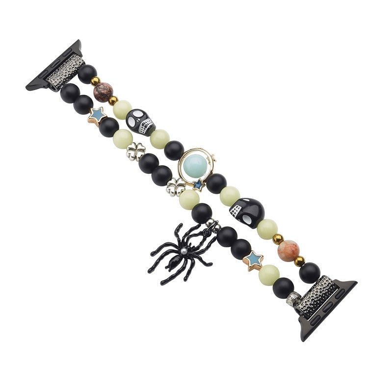 Luminous Strap for Apple Watch Series 10 9 8 7 SE 6 5 4 3 2 1 42mm 41mm 40mm 38mm with Spider Pendant - Green Light+Black