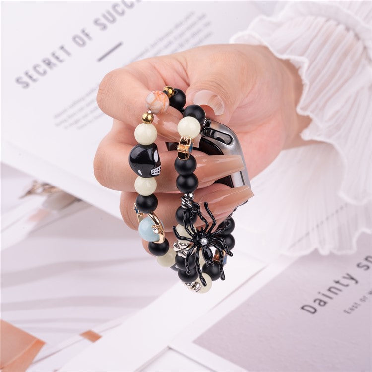 Luminous Strap for Apple Watch Series 10 9 8 7 SE 6 5 4 3 2 1 42mm 41mm 40mm 38mm with Spider Pendant - Green Light+Black