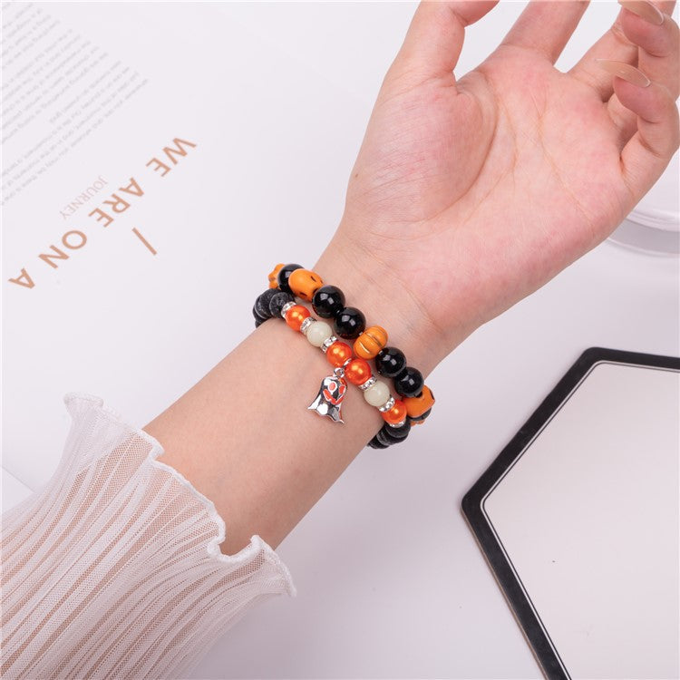 Glowing Strap for Apple Watch Series 10 Ultra 9 8 7 SE 6 5 4 3 2 1 46mm 49mm 45mm 44mm 42mm with Halloween Ghost Pendant - Red Ghost